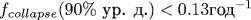 f_{collapse} (90 \% \mbox{ . .}) < 0.13 \mbox{}^{-1}