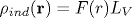 \rho _{ind}(\mathbf {r})= F(r){ \relax L}_V