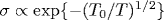 \sigma\propto \exp\{-(T_0/T)^{1/2}\}